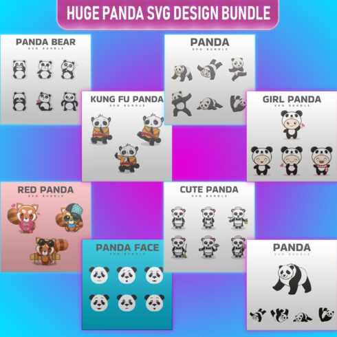 Huge Panda SVG Design Bundle cover image.