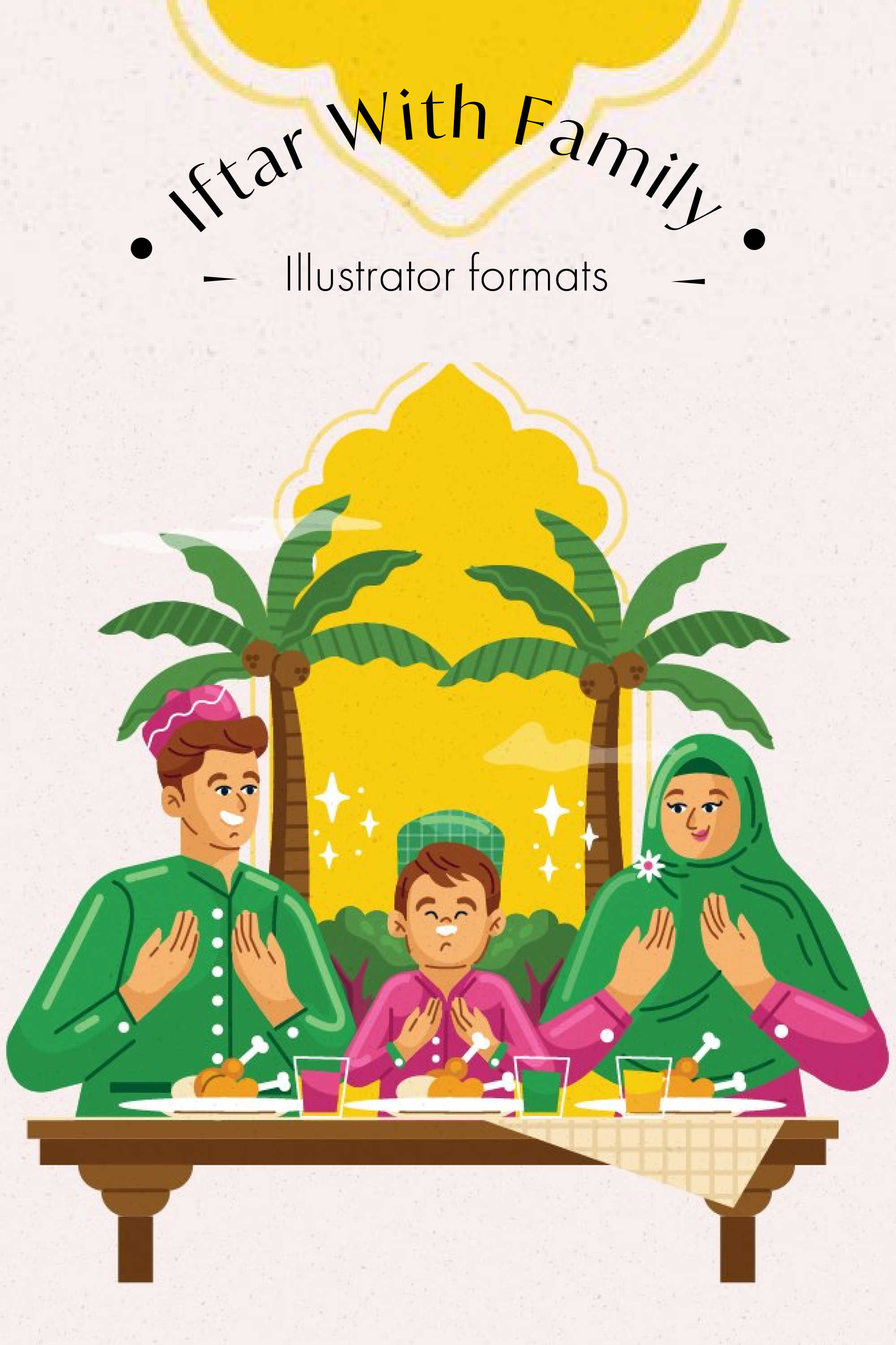 Iftar with family illustration of pinterest.