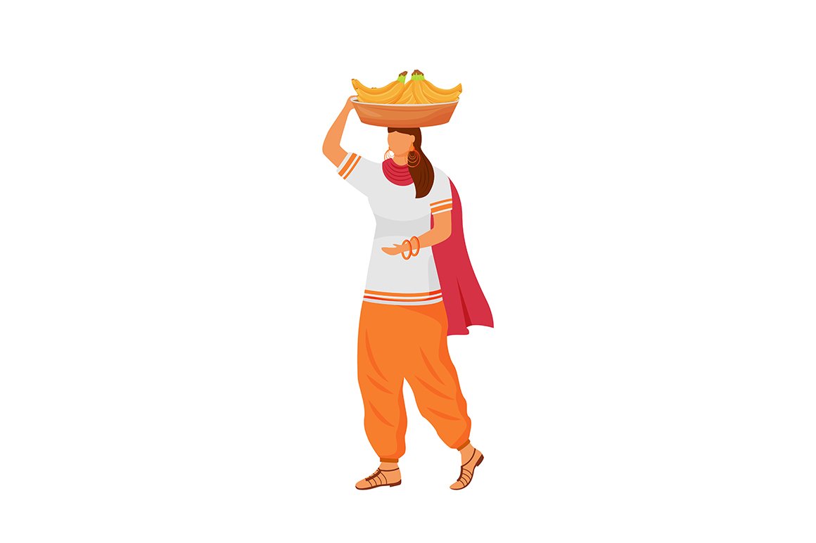 Orange clothes and a box on the head.