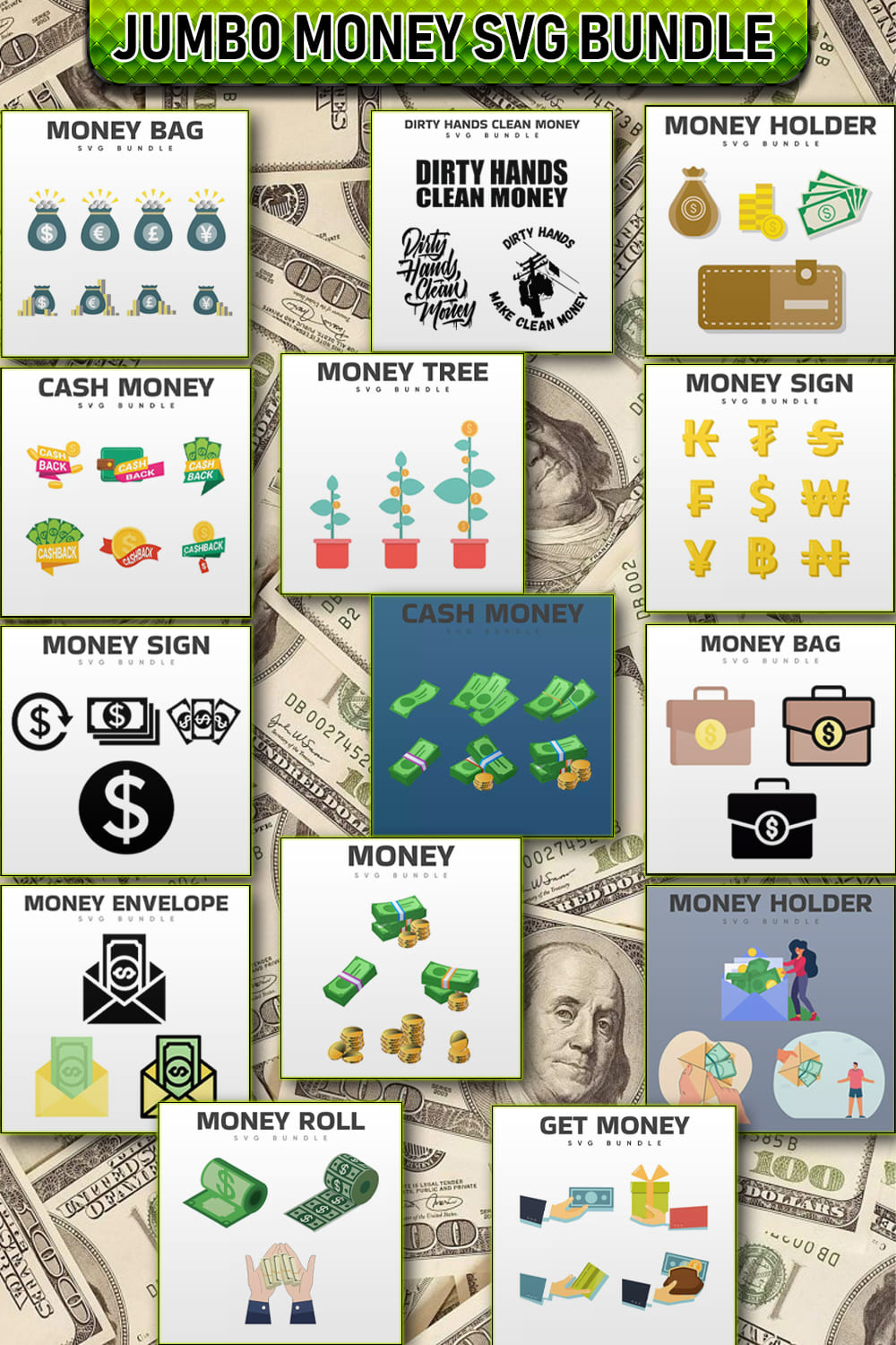 Jumbo Money SVG Bundle Pinterest.