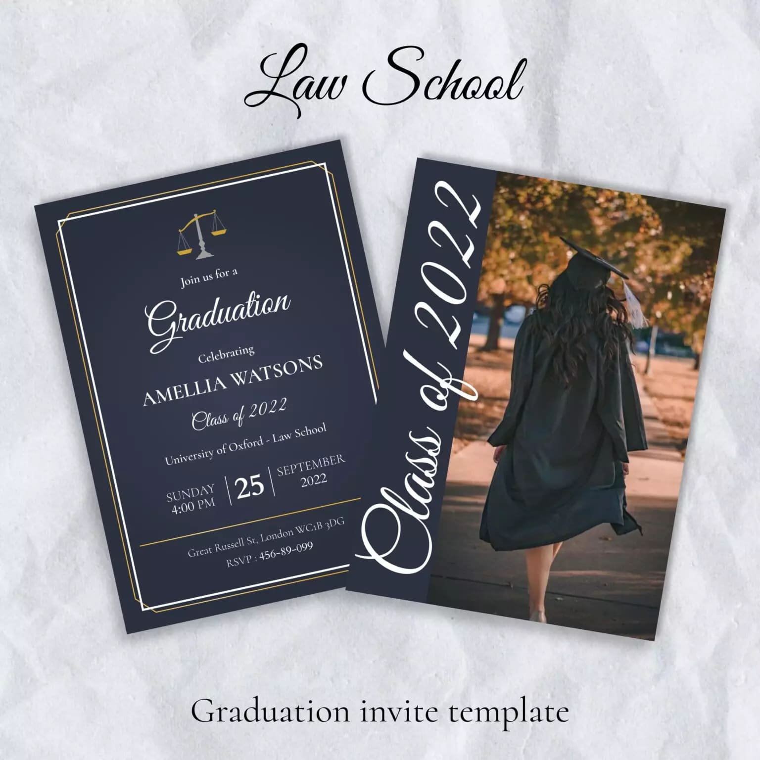 Law School Graduation Invite Template Preview.
