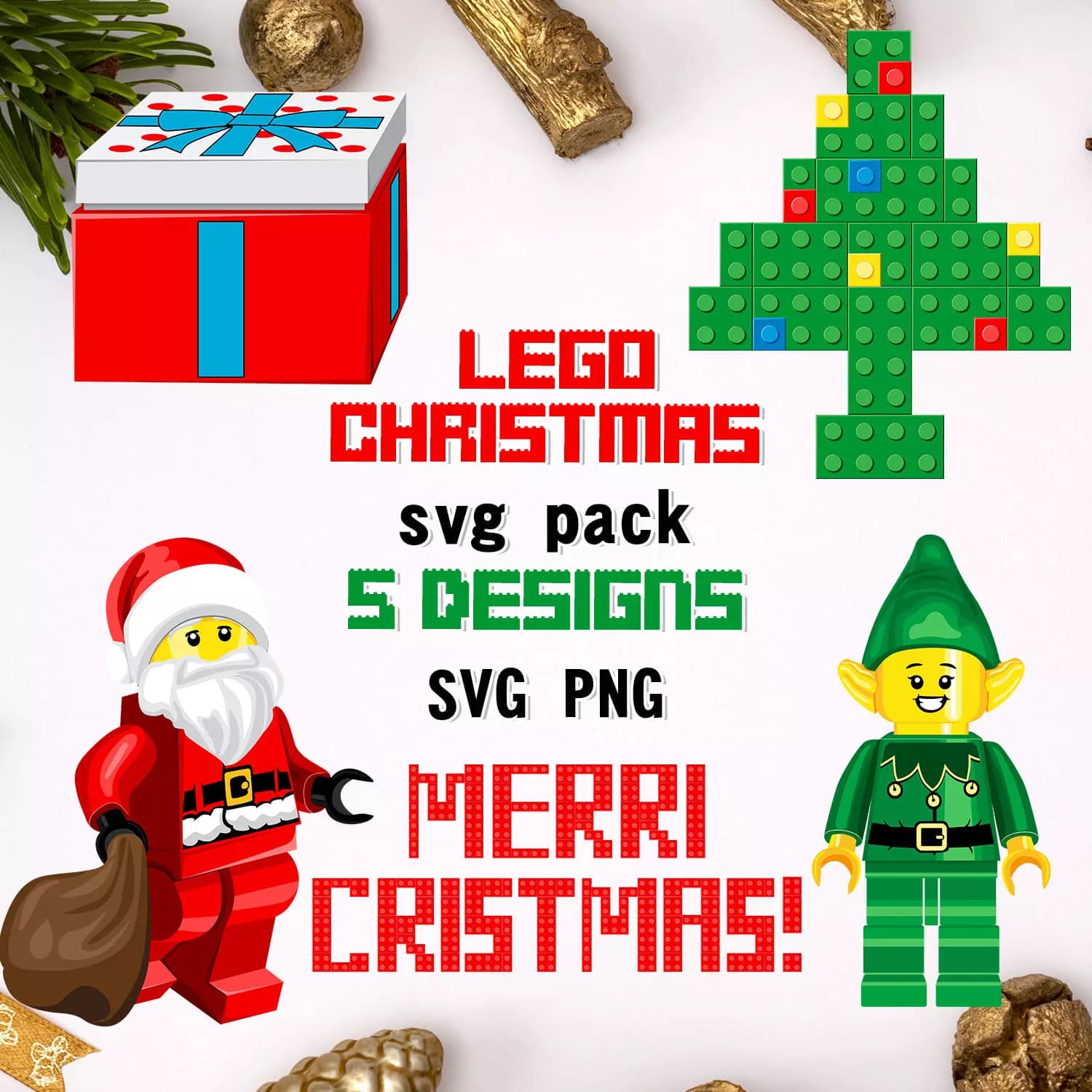 Lego Christmas SVG Preview.