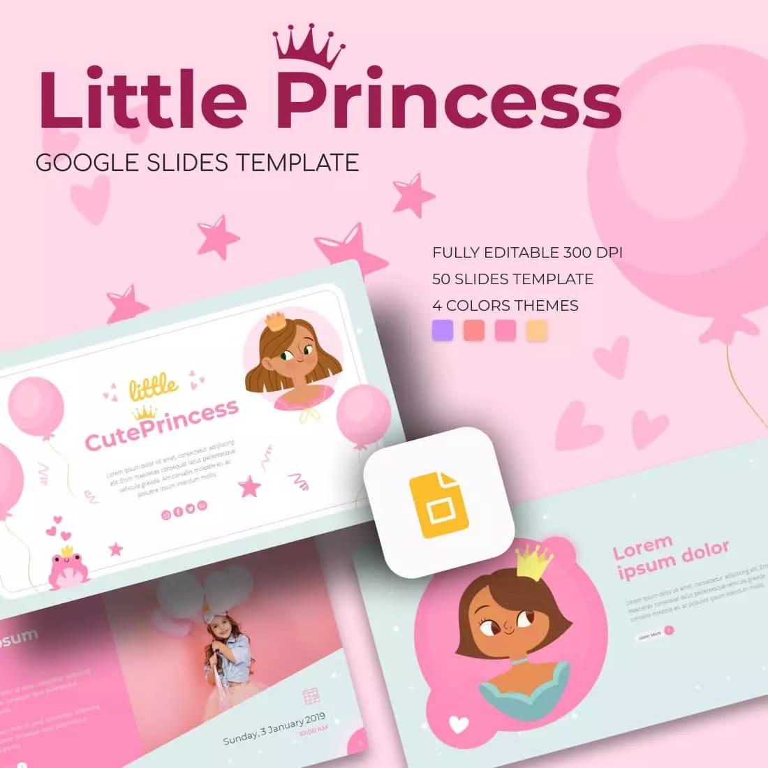 Little Princess Google Slides Template Preview 1.