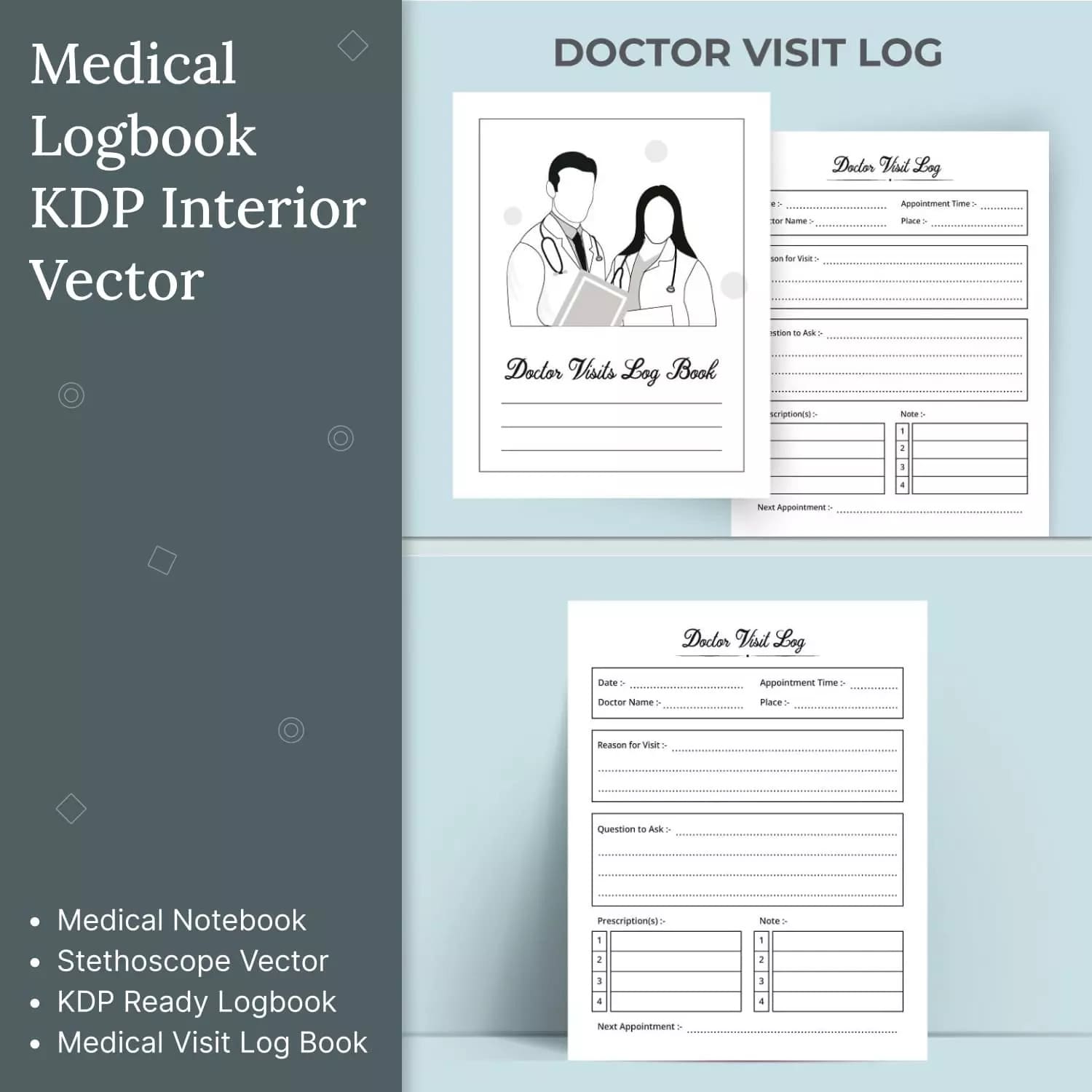 Medical Logbook Kdp Interior Vector Preview image.