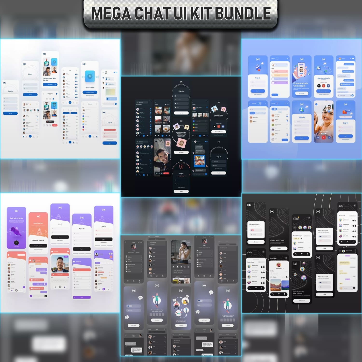 Mega Chat UI Kit Bundle cover image.