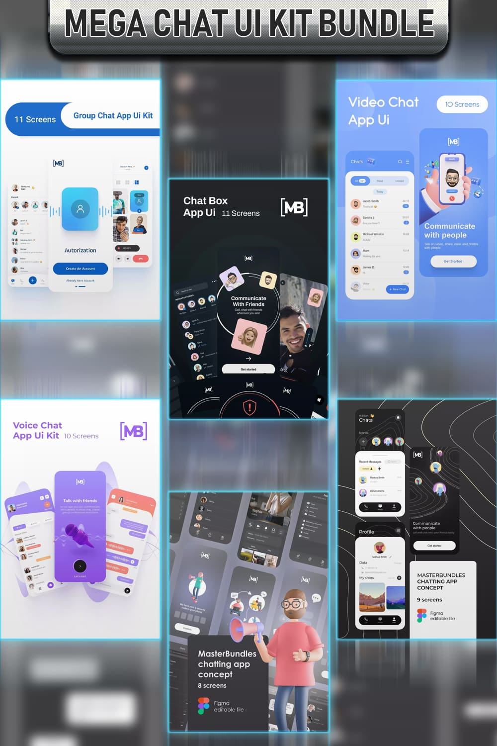 Mega Chat UI Kit Bundle Pinterest.
