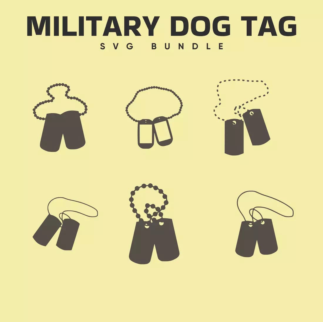 Military Dog Tag SVG Bundle Preview.