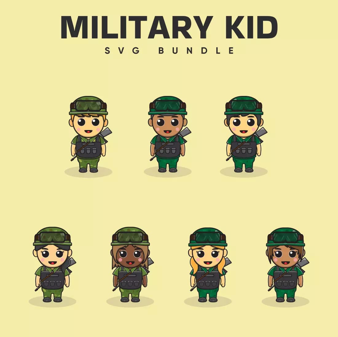 Military Kid SVG Bundle Preview.