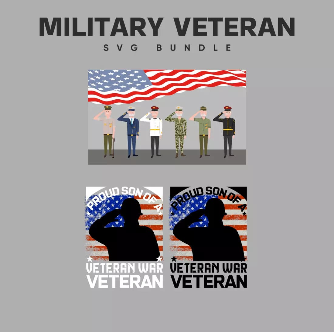 Military Veteran SVG Bundle Preview.