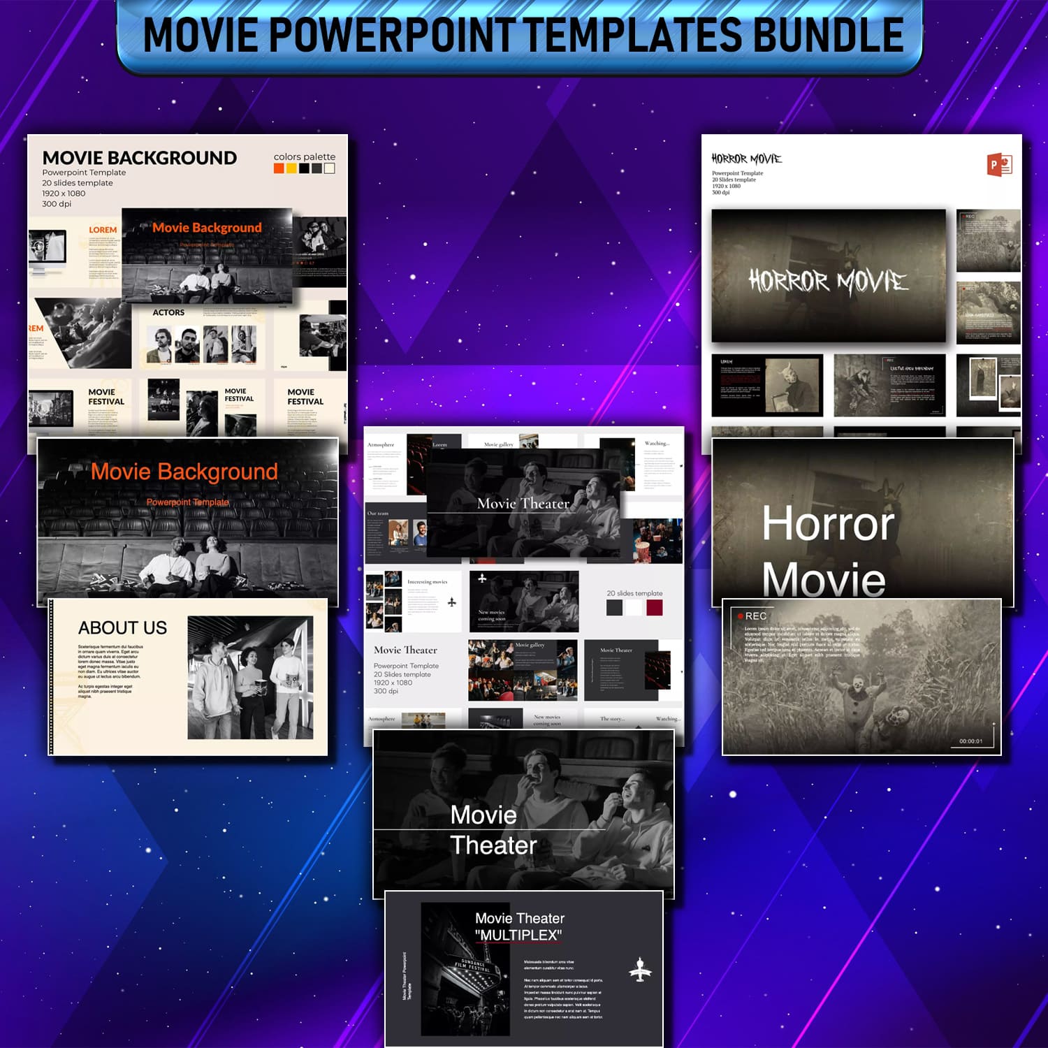 Movie Powerpoint Presentations Bundle cover image.