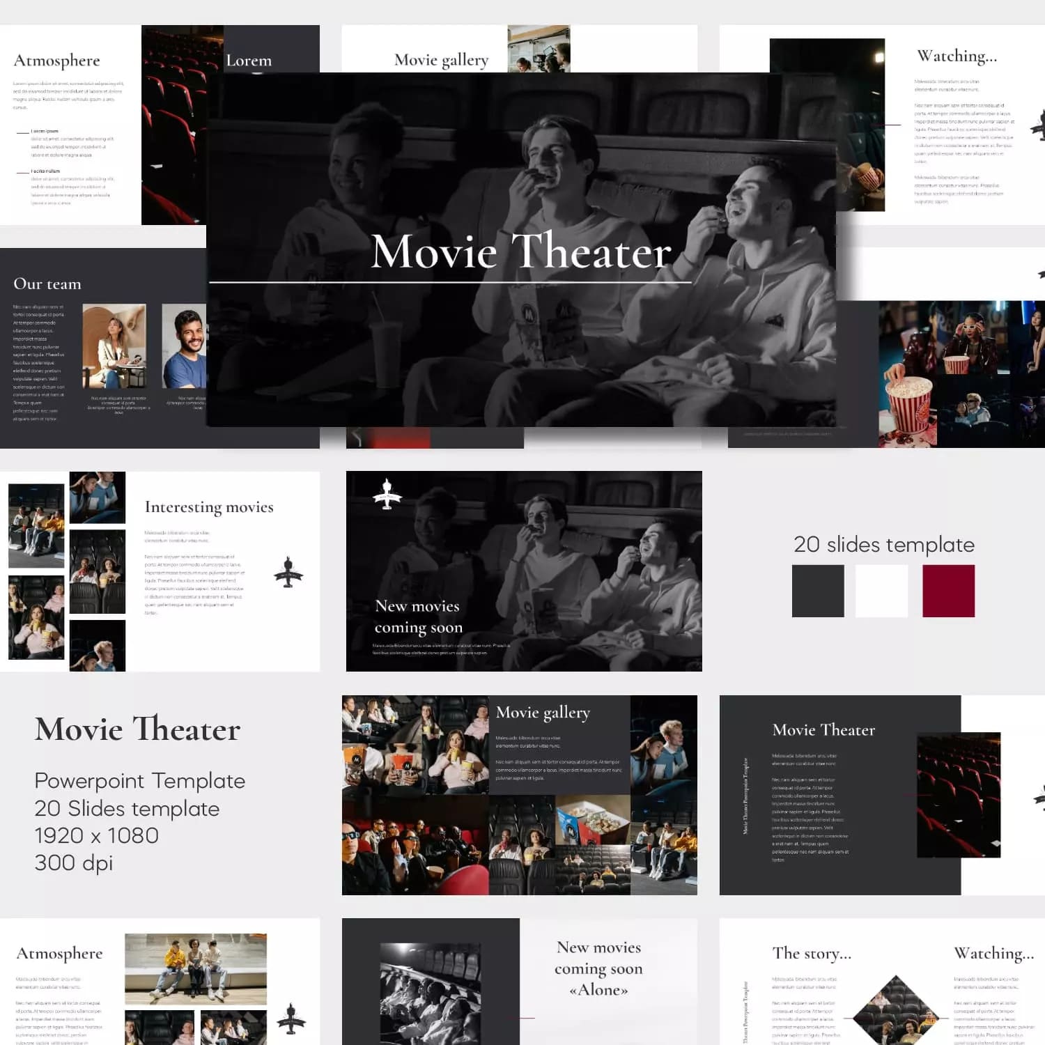 Movie Theater Powerpoint Template Preview image.