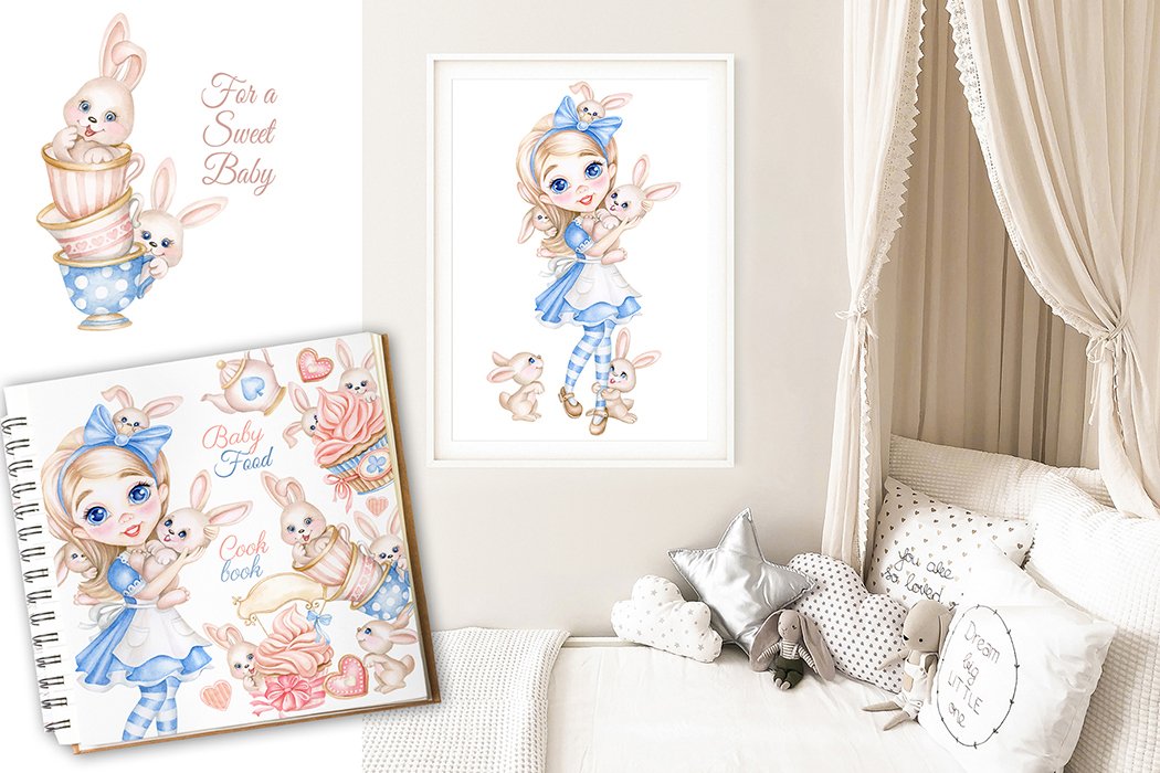 Baby Alice Wonderland Nursery Theme Stock Illustration 682585852