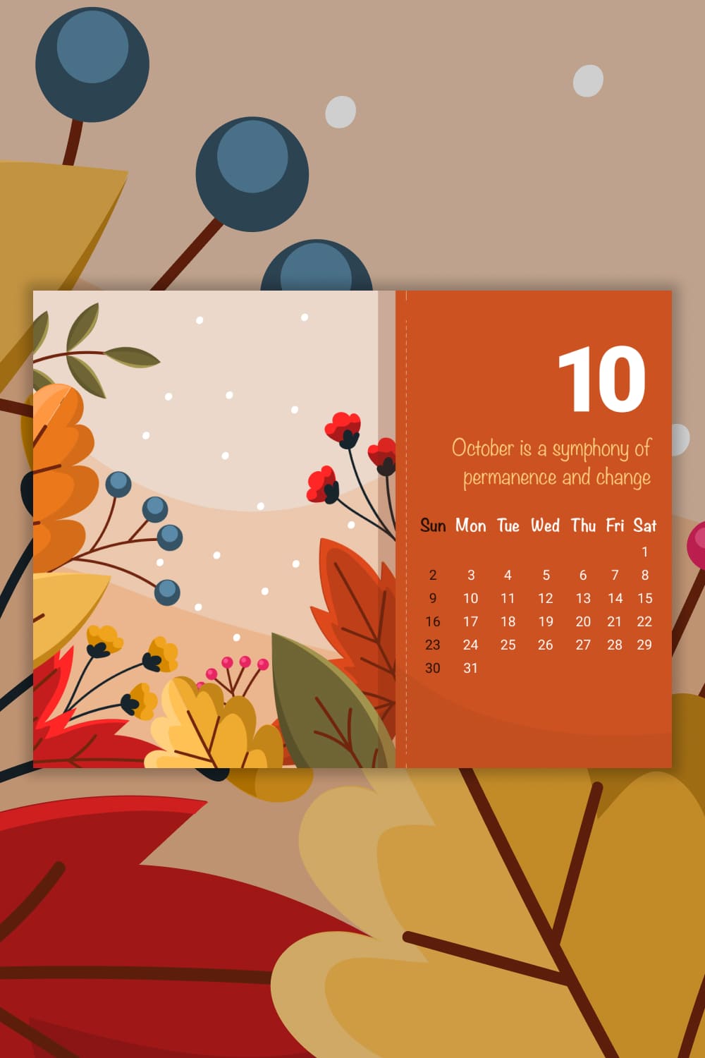 October Calendar Pinterest Image.