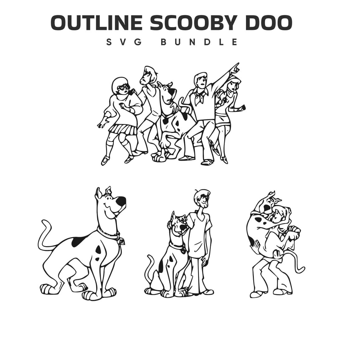 Outline Scooby Doo SVG Bundle Preview.