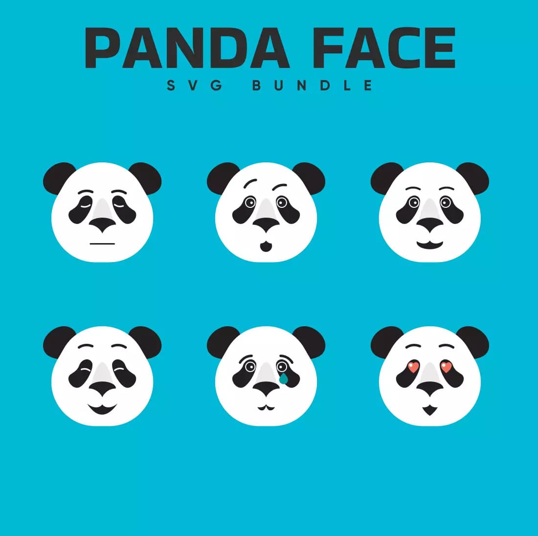 Panda face svg bundle.