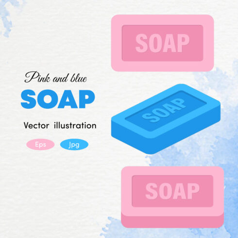 Prints of pink and blue soap on colorful background.