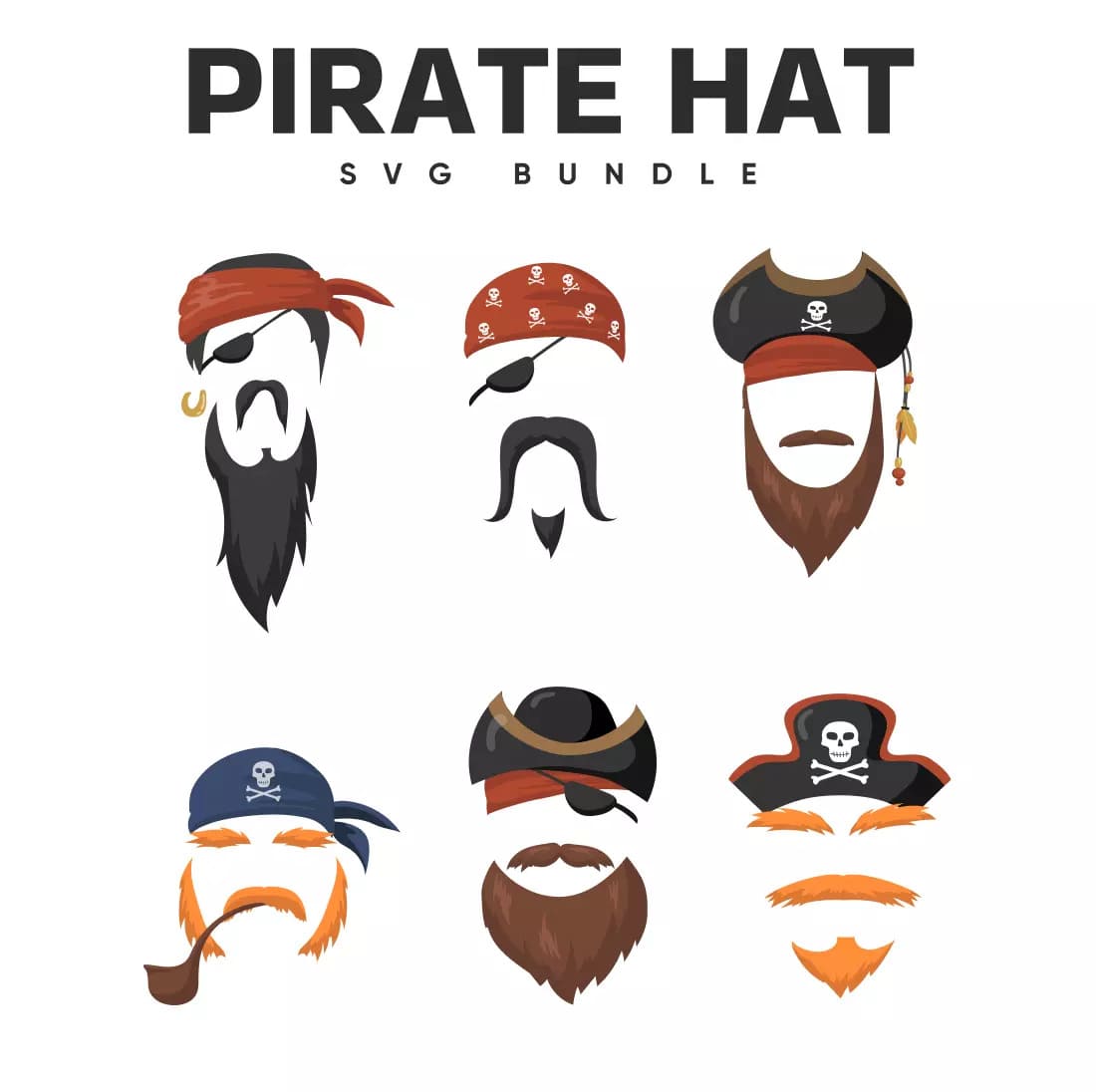 Pirate Hat SVG Bundle Preview image.