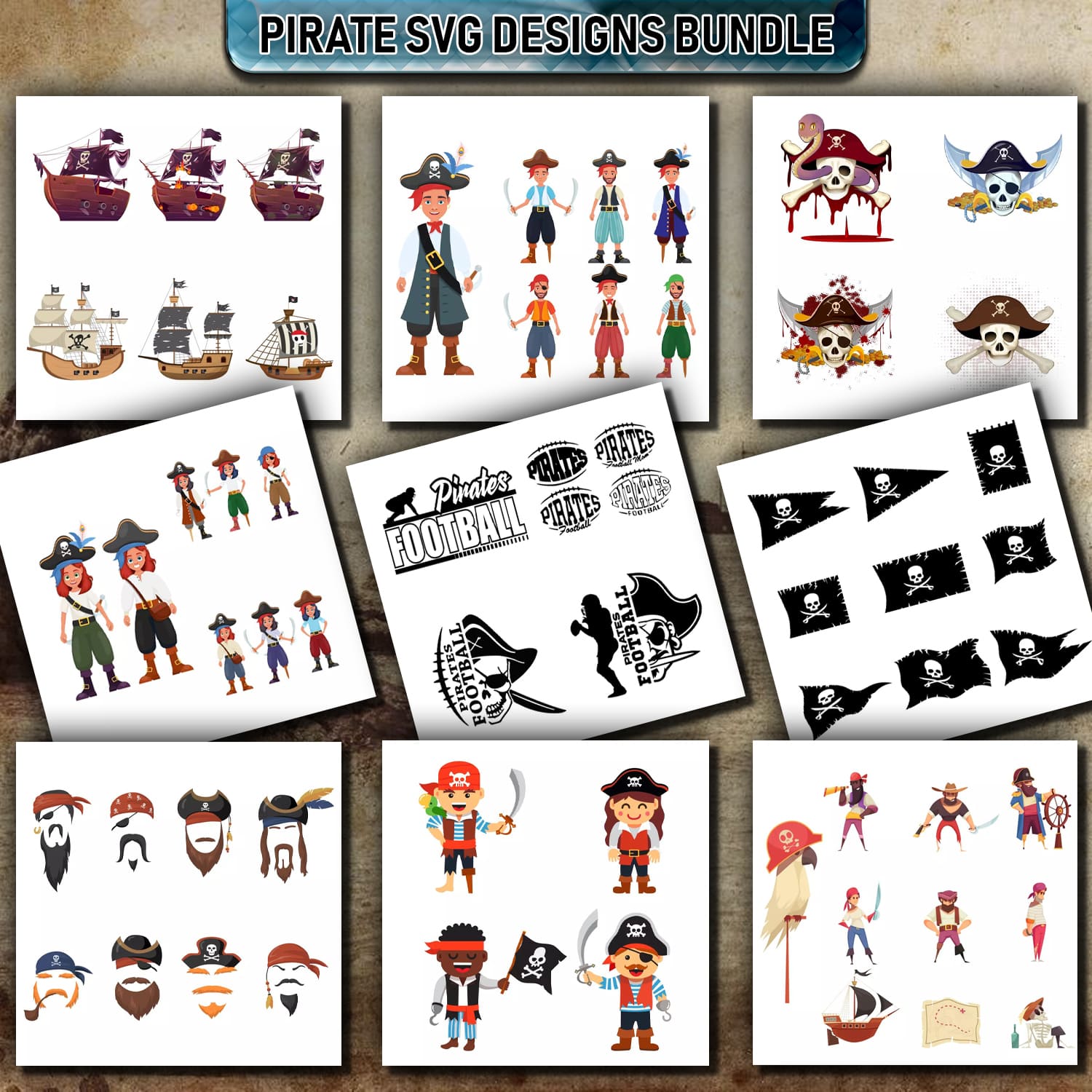 Pirate SVG Designs Big Bundle cover image.