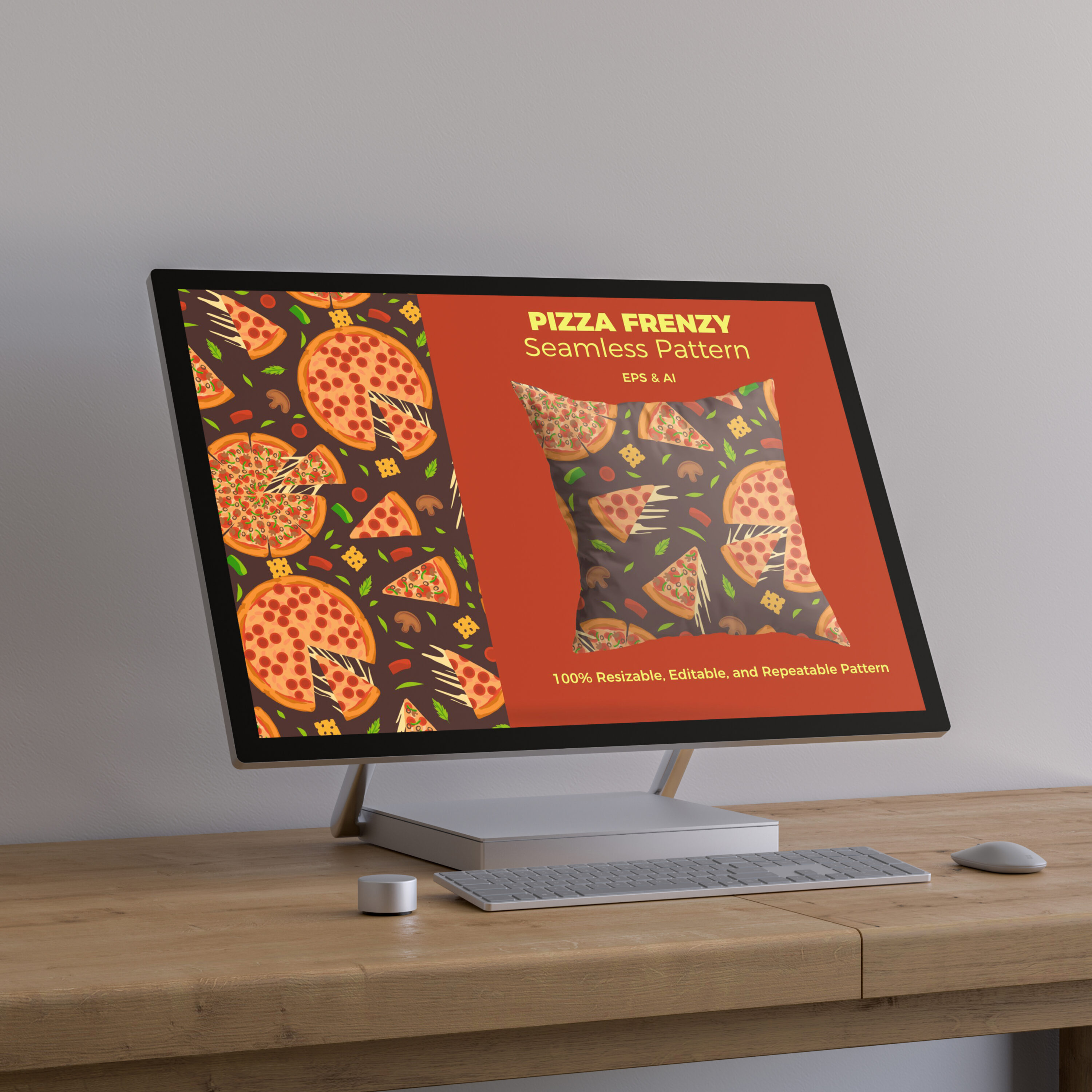 Prints of pizza frenzy pattern.