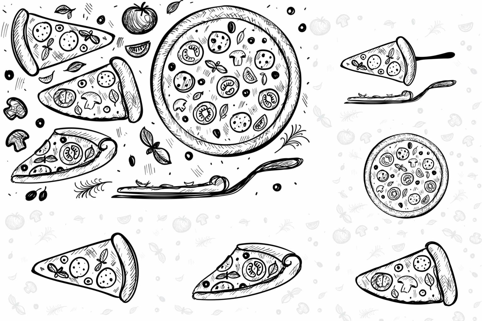 Hand Drawn Pizza Slice. Pizzeria Engraving Logo, Sketch – MasterBundles