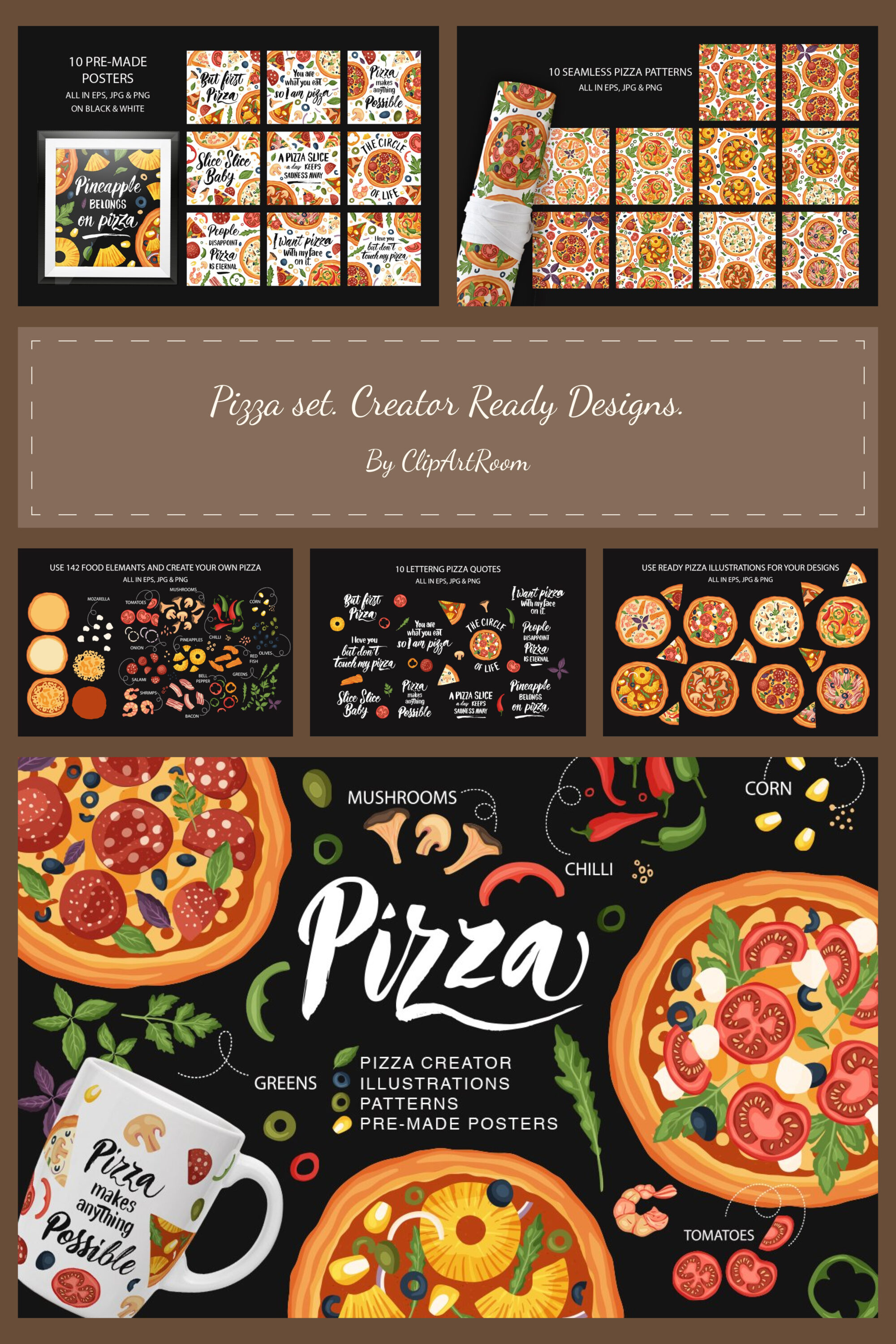 Pizza set. creator ready designs of pinterest.