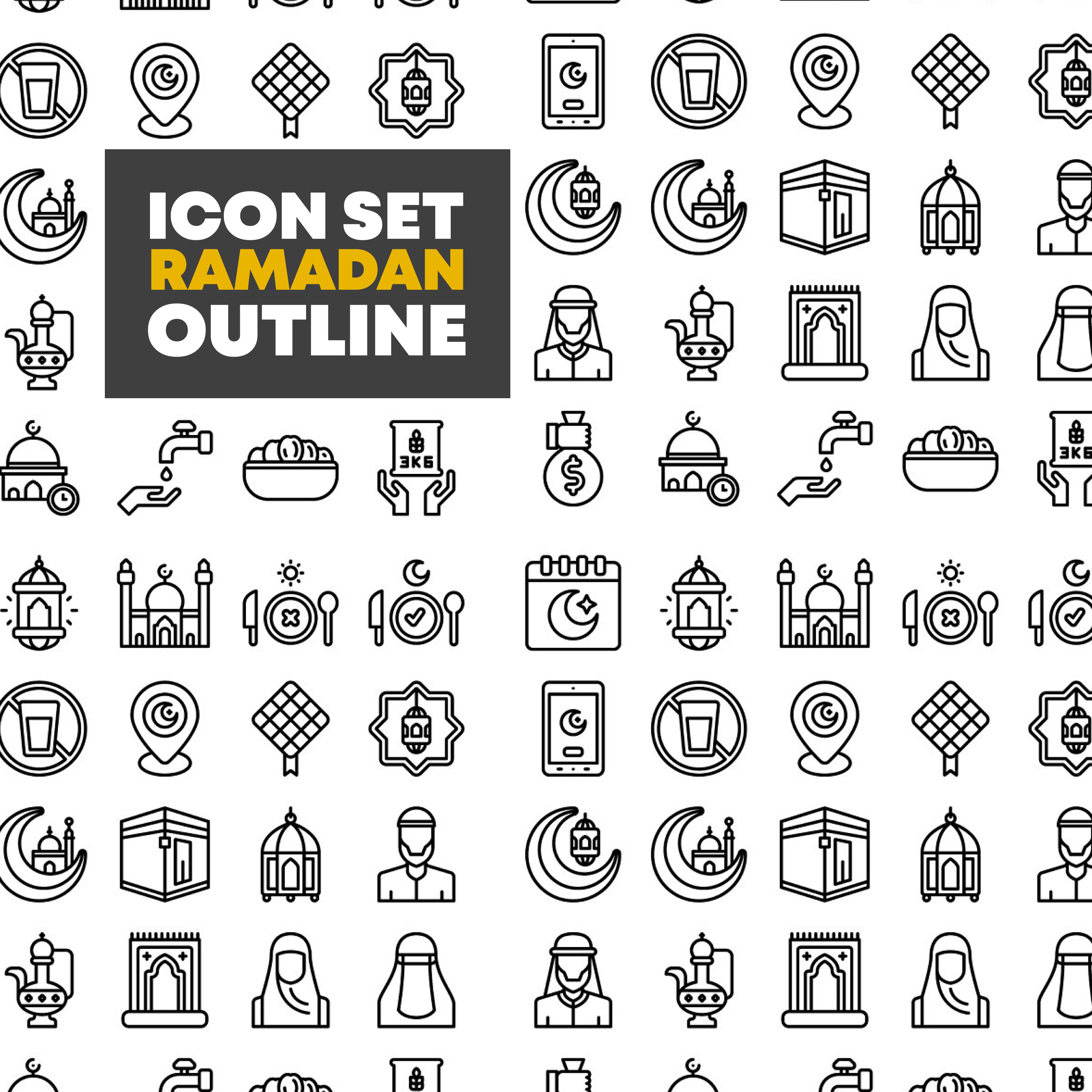 Prints of ramadan icon set outline.