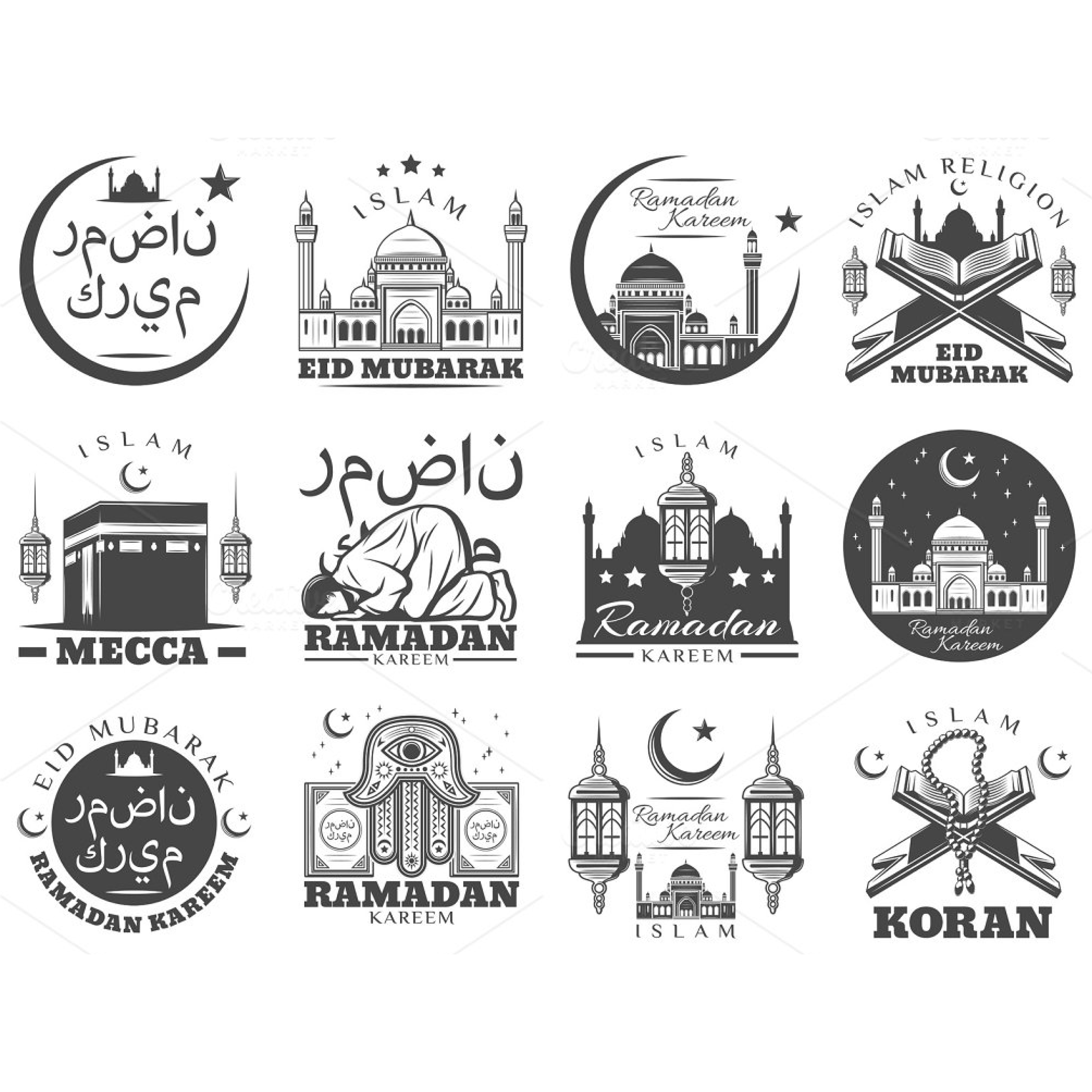 Preview ramadan kareem and eid mubarak icons.