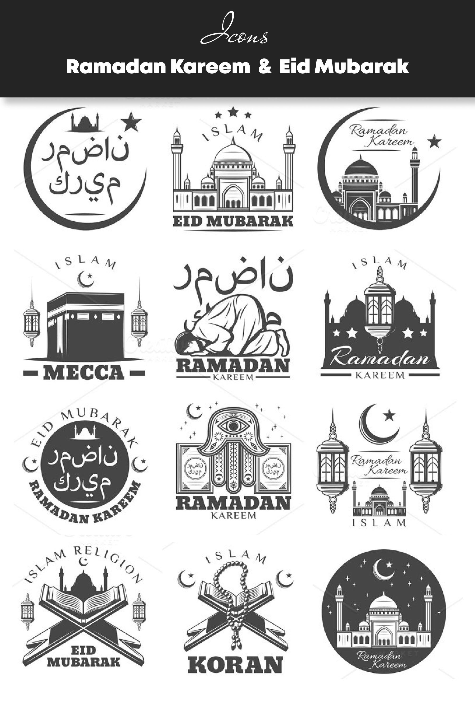 Ramadan kareem and eid mubarak icons of pinterest.
