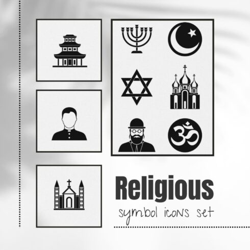 Prints of religious symbol icons set.