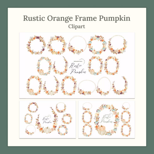 Prints of rustic orange frame pumpkin clipart.