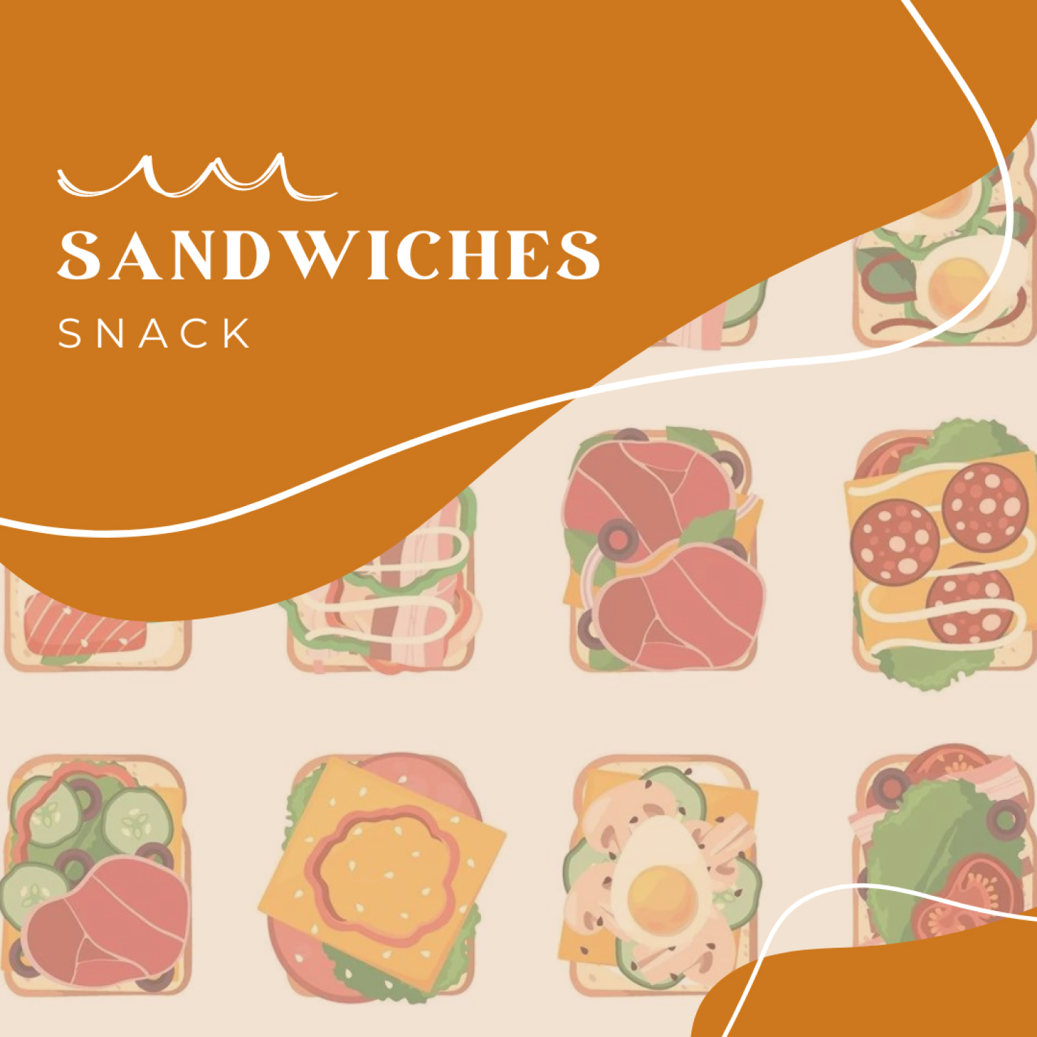 Prints of sandwiches snack.