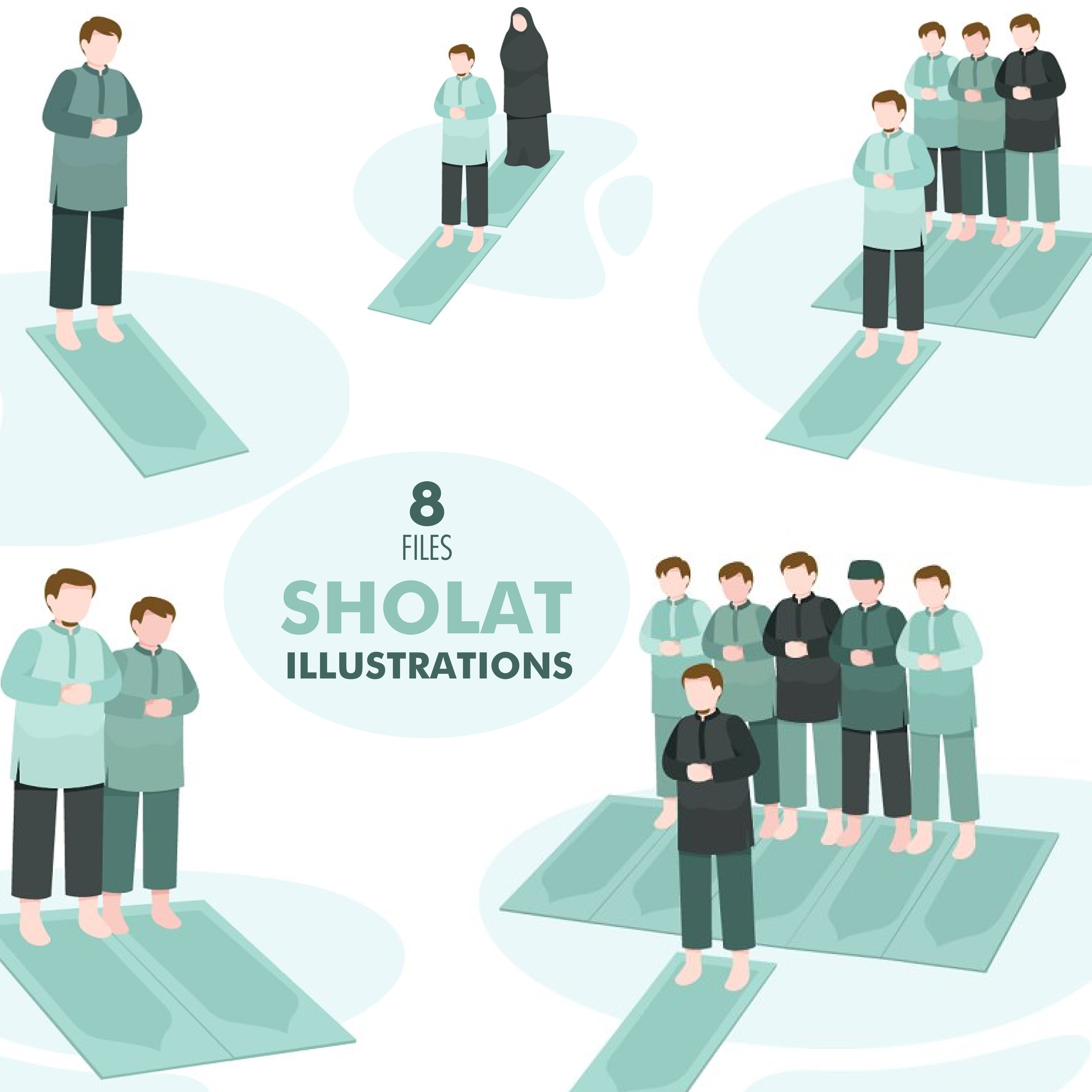 Prints of sholat illustrations.