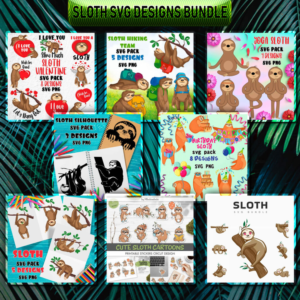 Sloth SVG Designs Bundle – MasterBundles