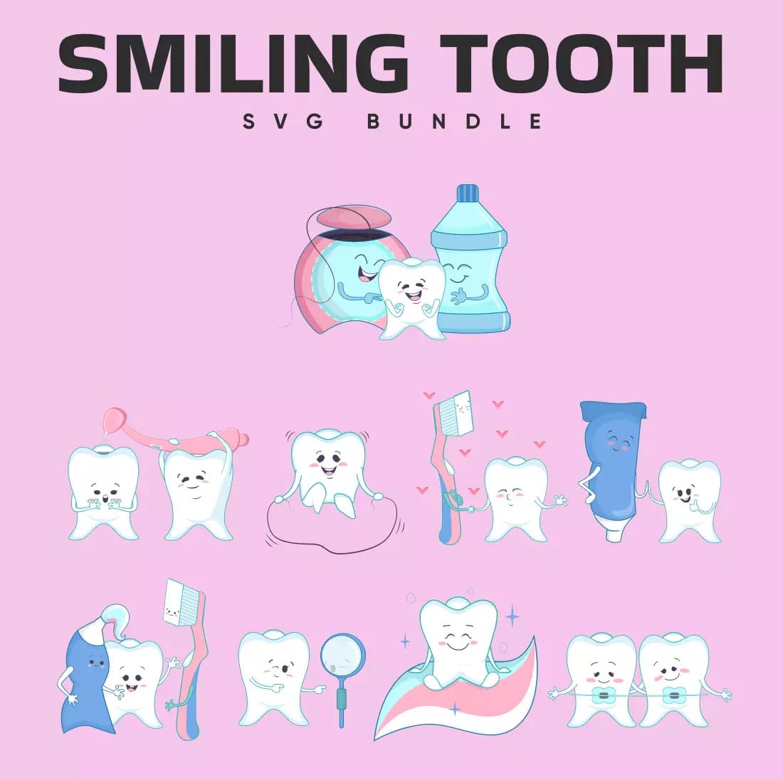 Smiling Tooth SVG Bundle Preview.