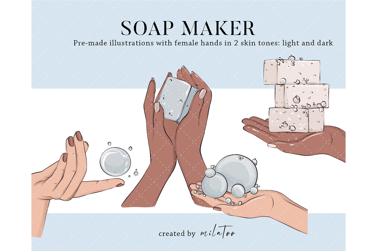 Hands with soap are different.