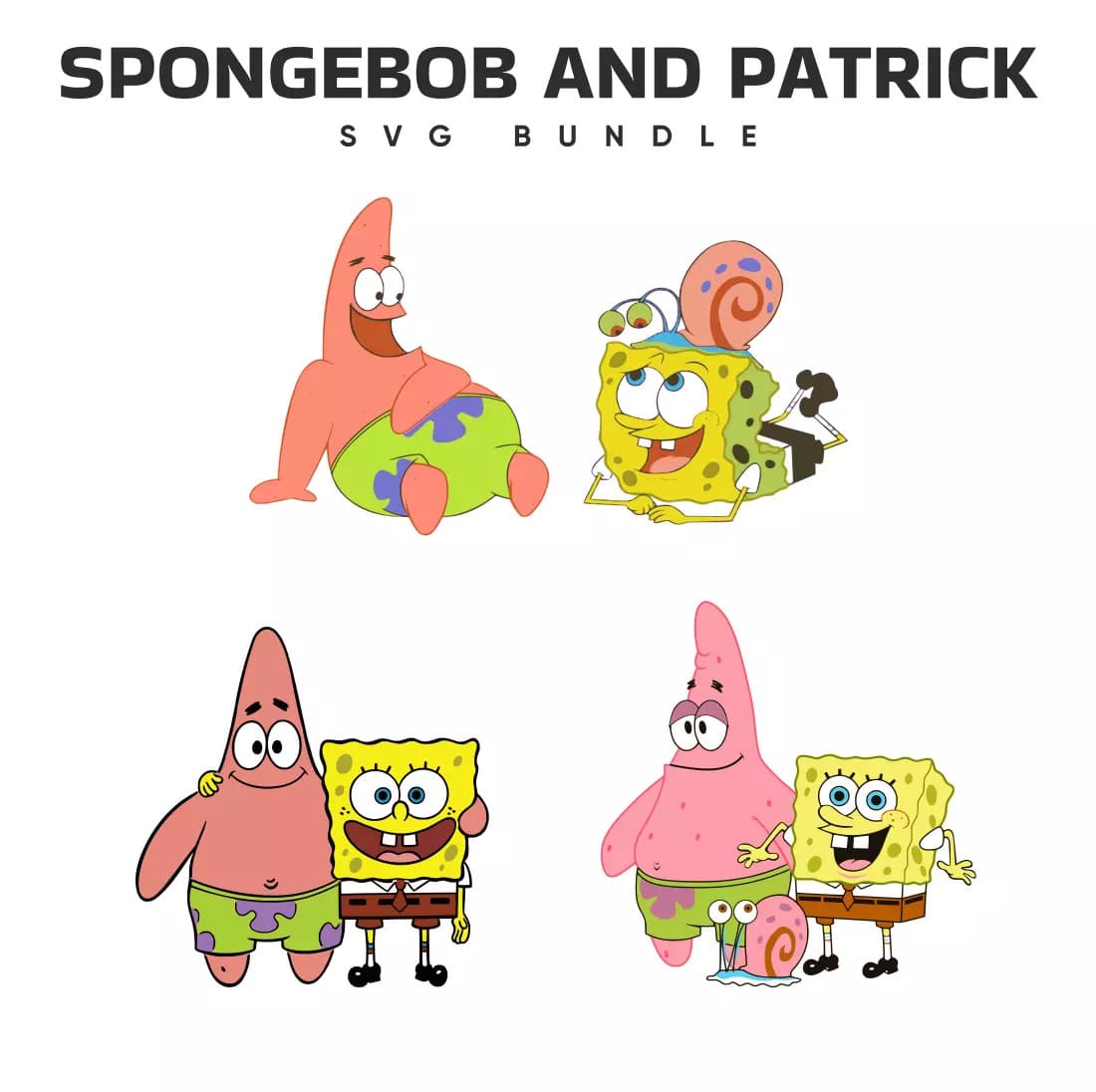 Spongebob And Patrick SVG Bundle Preview.