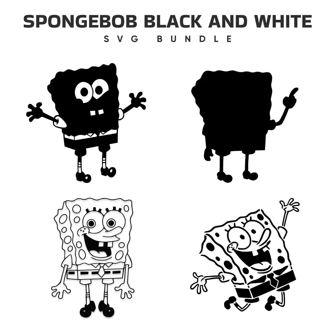 Spongebob Black And White SVG Bundle Preview.