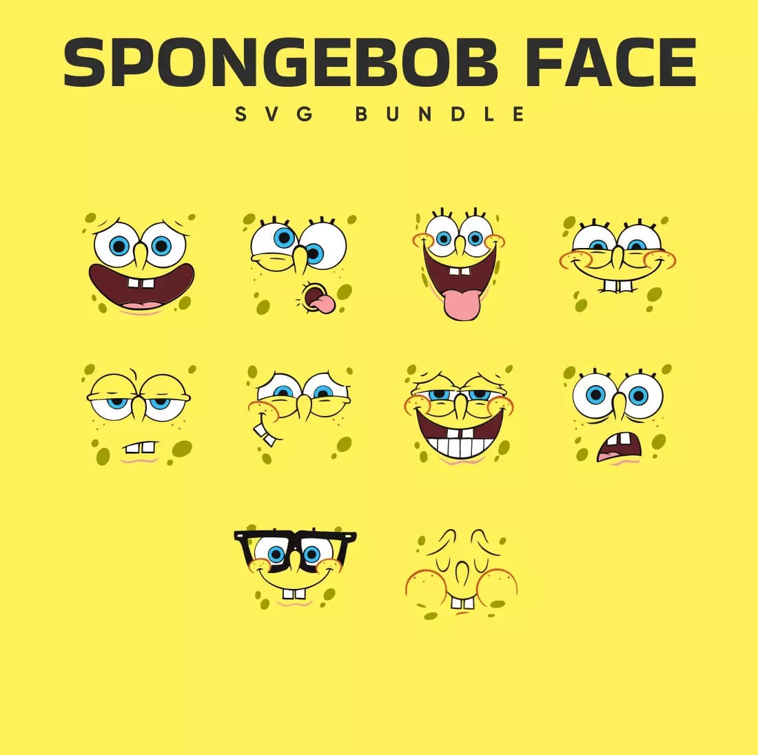Spongebob Face SVG Bundle Preview.