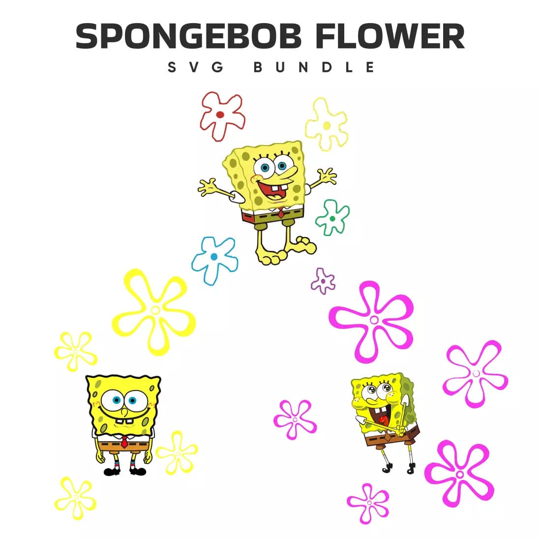Spongebob Flower SVG Bundle Preview.