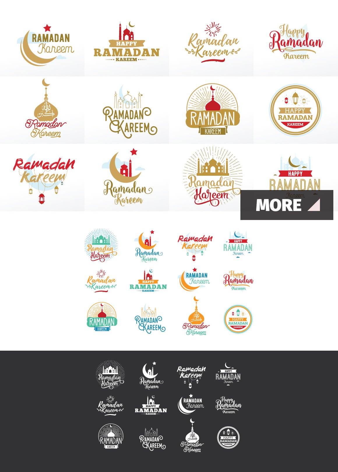 Great images with icons on the theme of Ramadan.