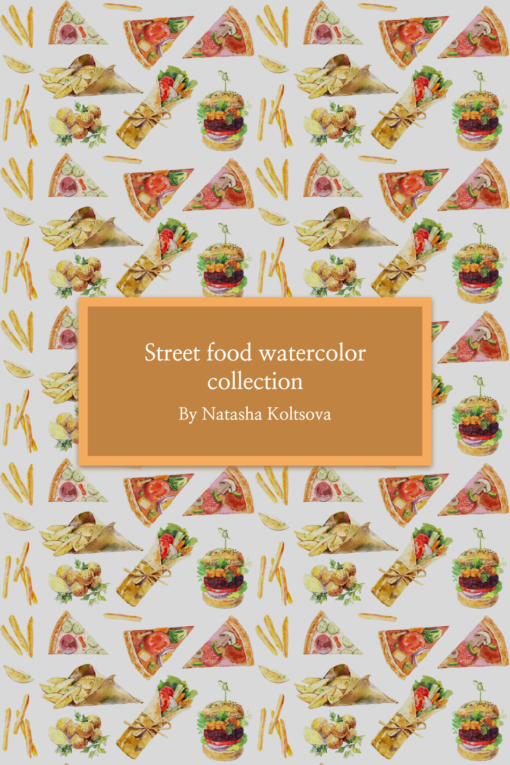 Street food watercolor collection of pinterest.