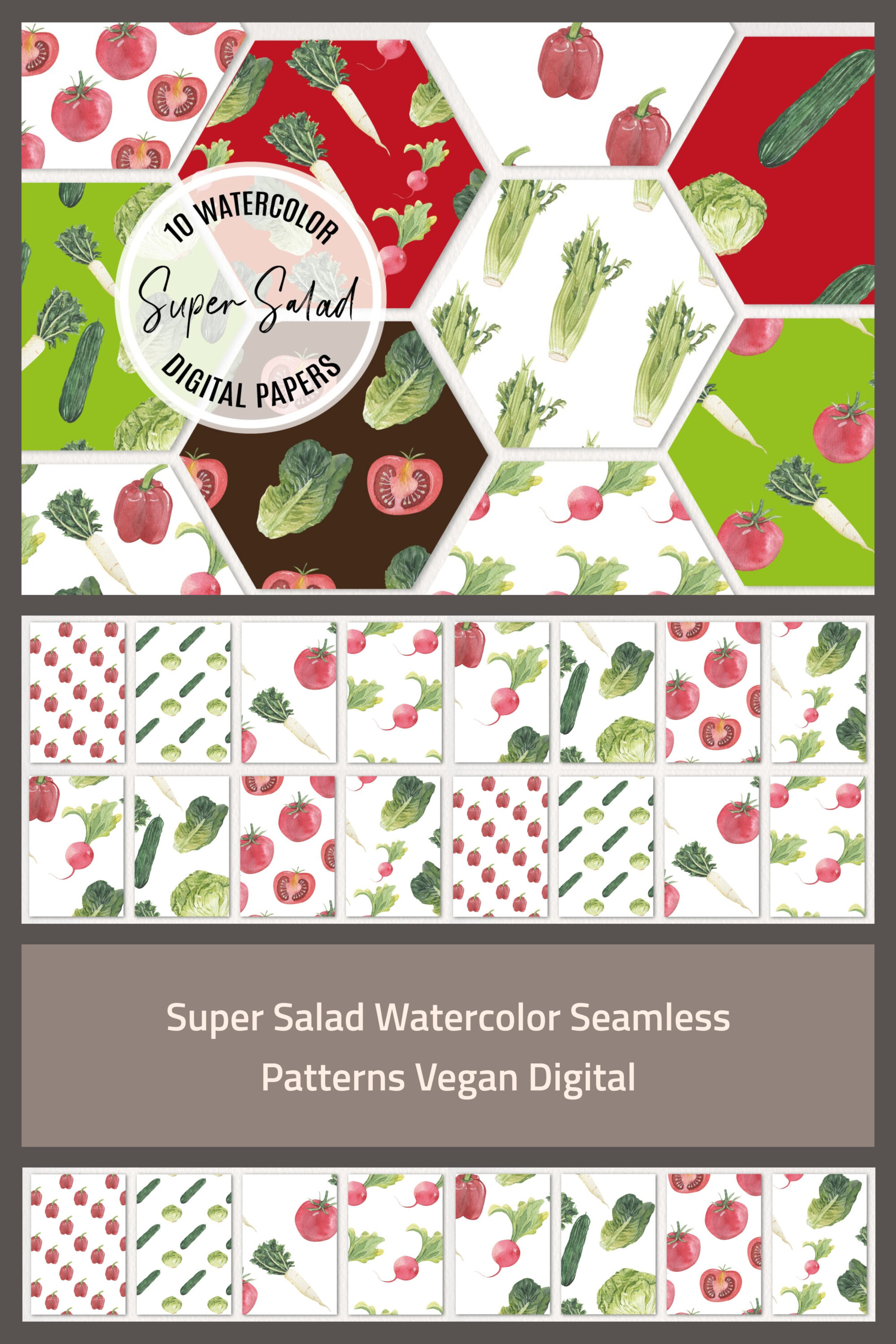 Super salad watercolor seamless patterns vegan digital of pinterest.