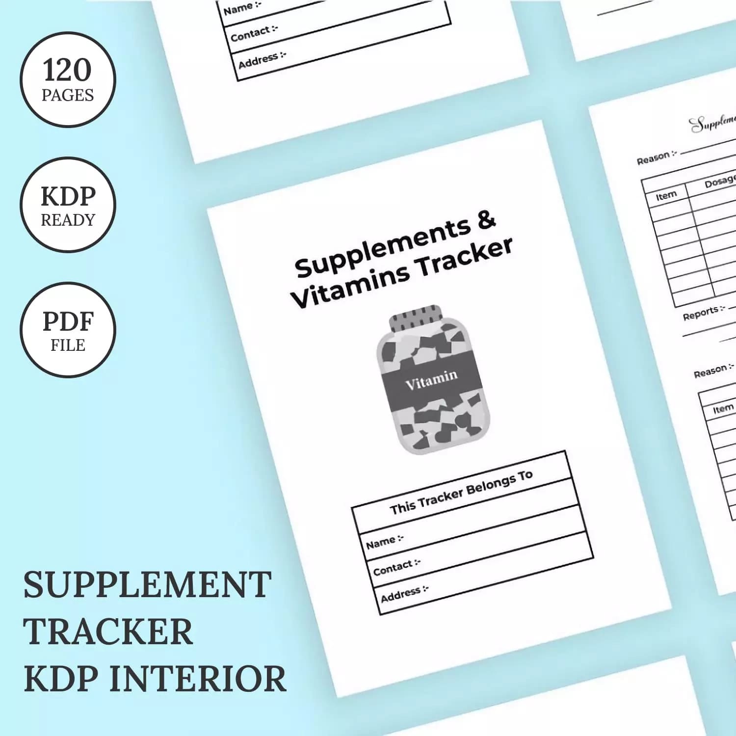 Supplement Tracker Kdp Interior Preview image.