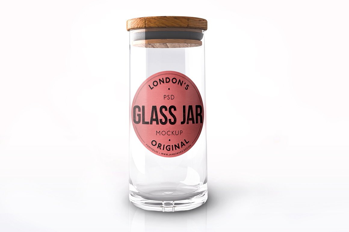 A jar with a red label.