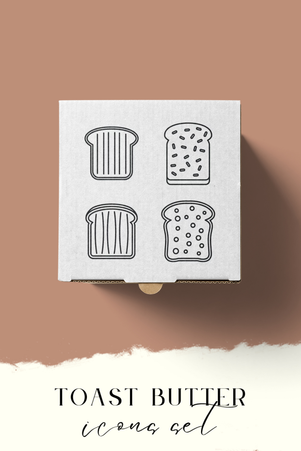 Toast butter icons set of pinterest.