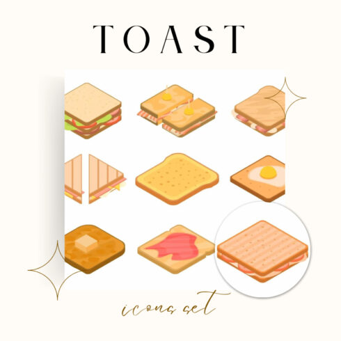 toast icons set isometric style