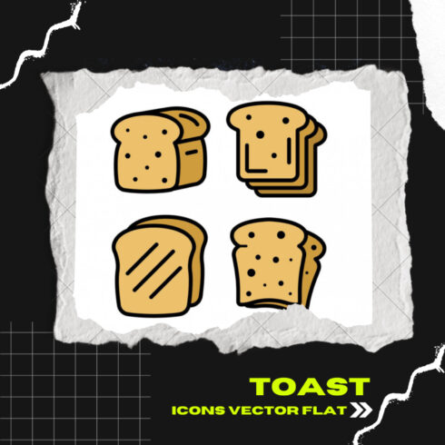 Prints of toast icons vector flat.