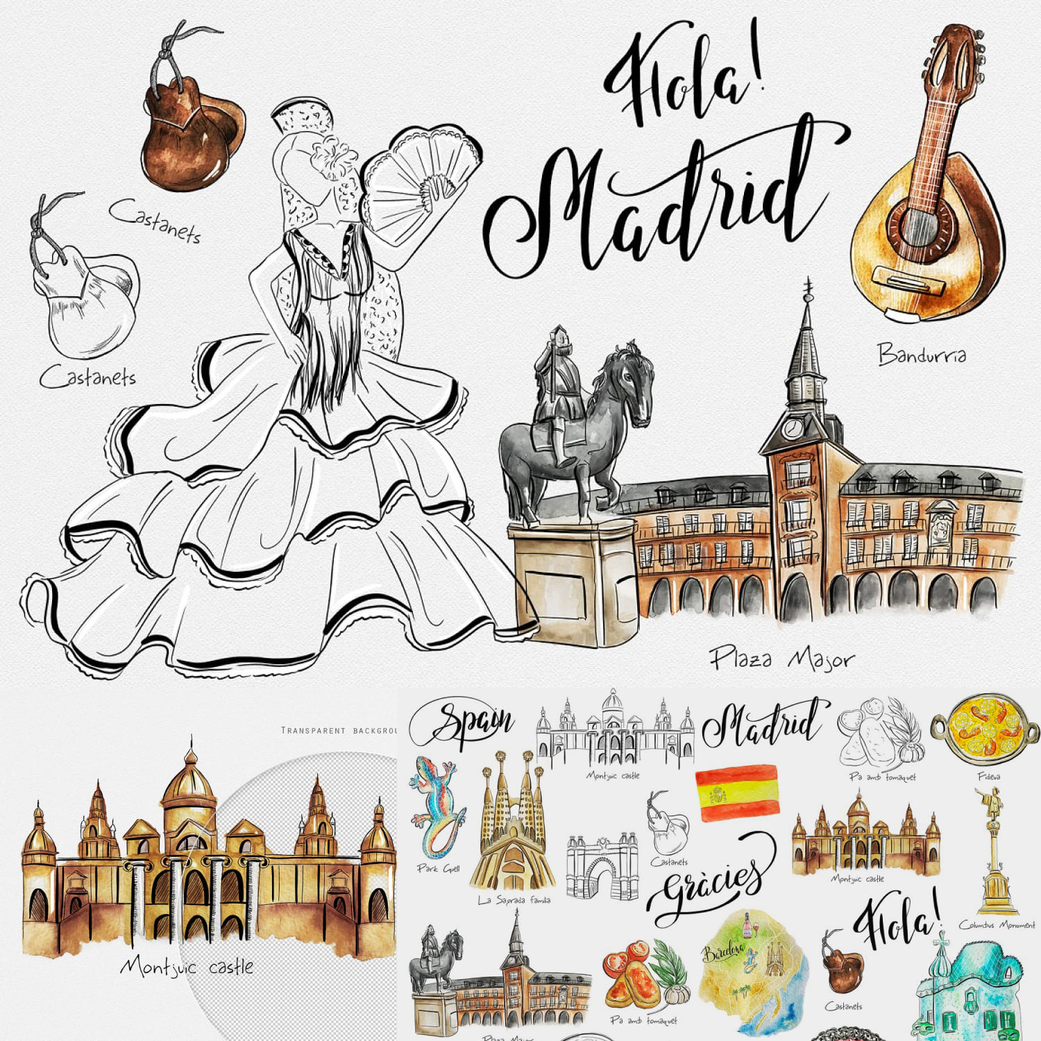 Preview travel spain clipart.