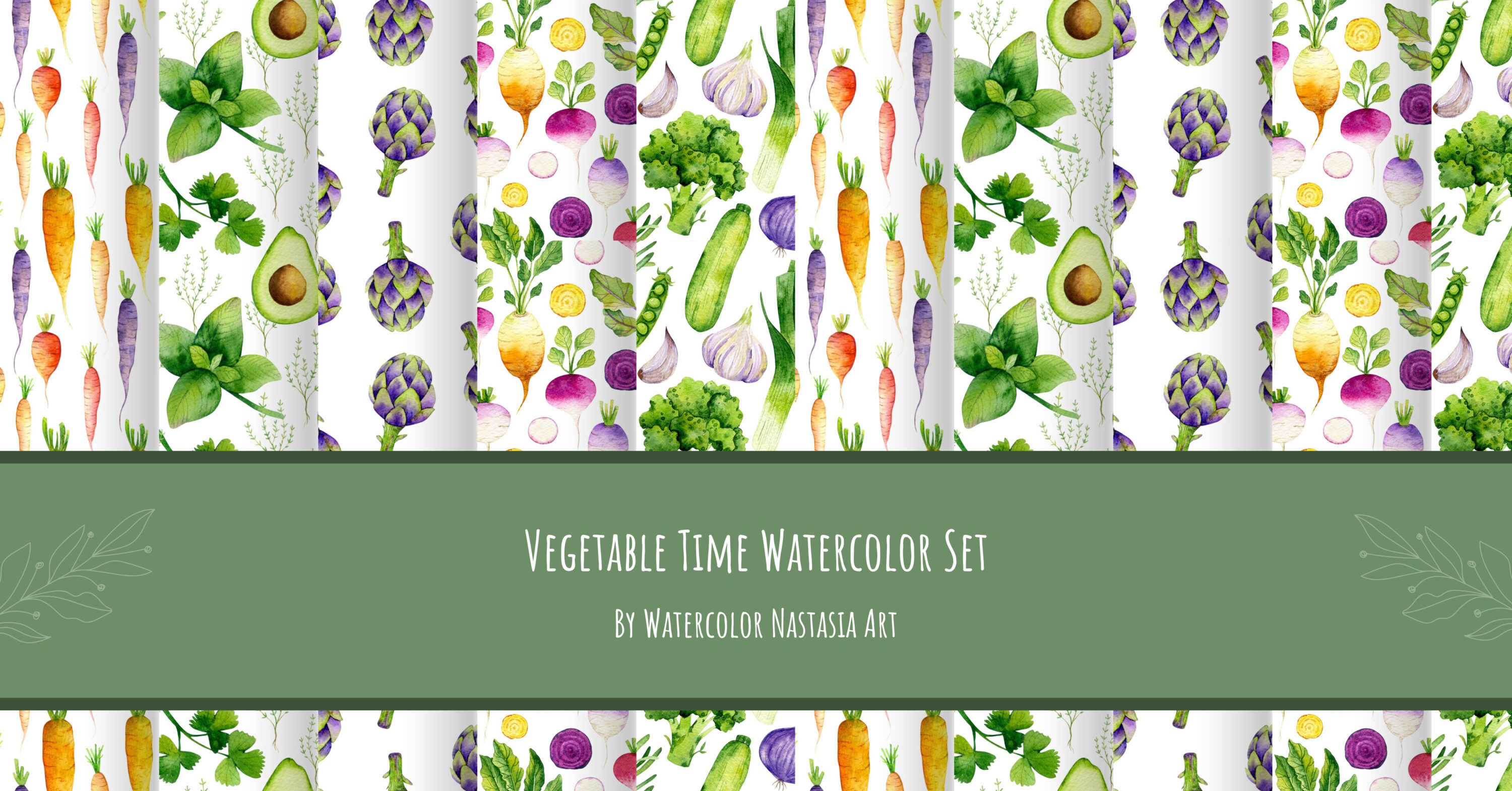 Vegetable time watercolor set for facebook.