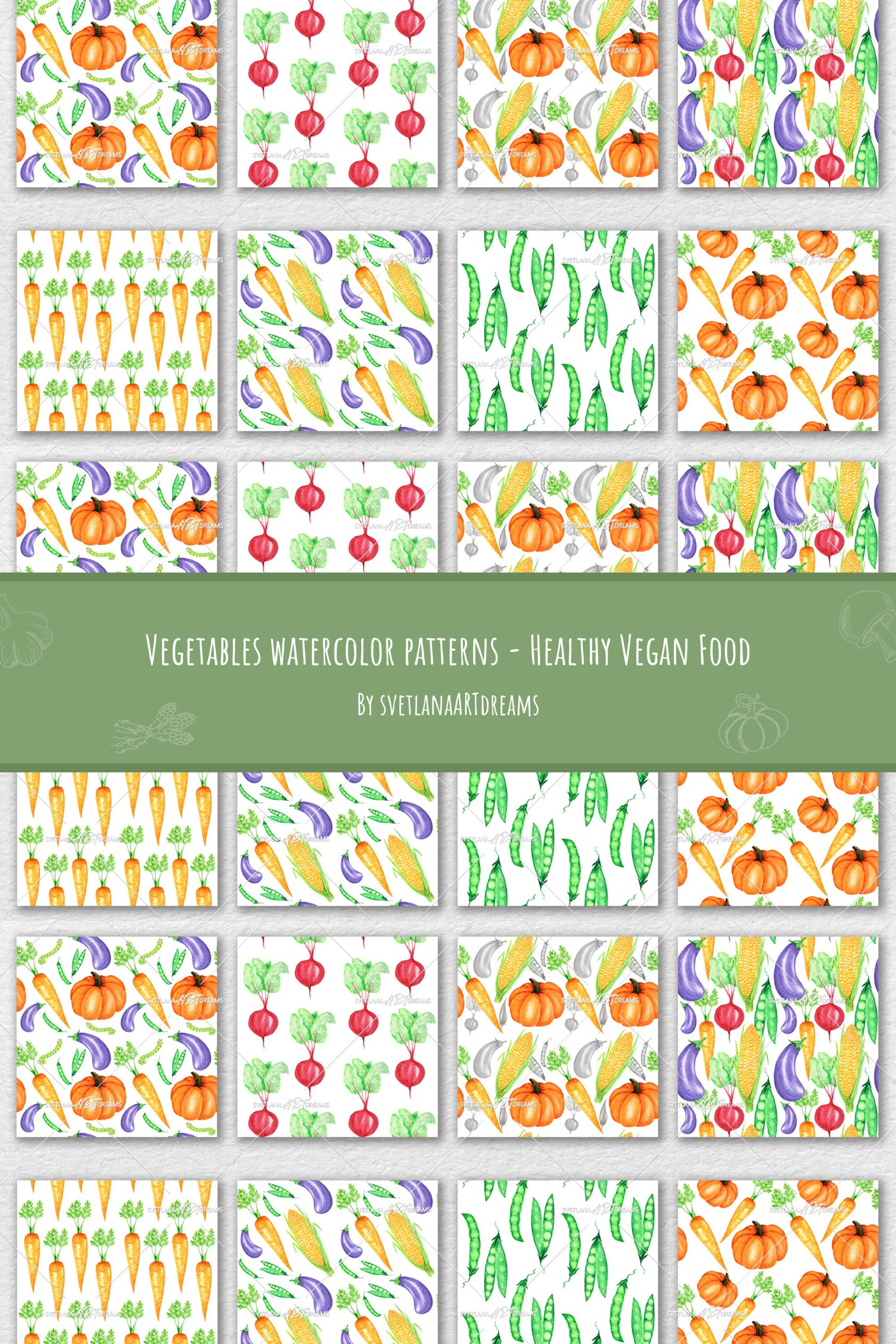 Vegetables watercolor patterns healthy vegan food of pinterest.
